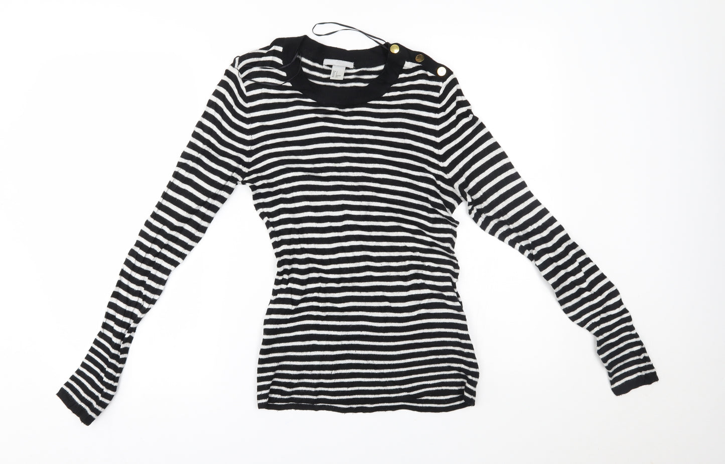 H&M Womens Black Striped  Pullover Jumper Size S