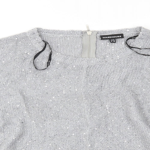 Warehouse Womens Grey   Pullover Jumper Size 10
