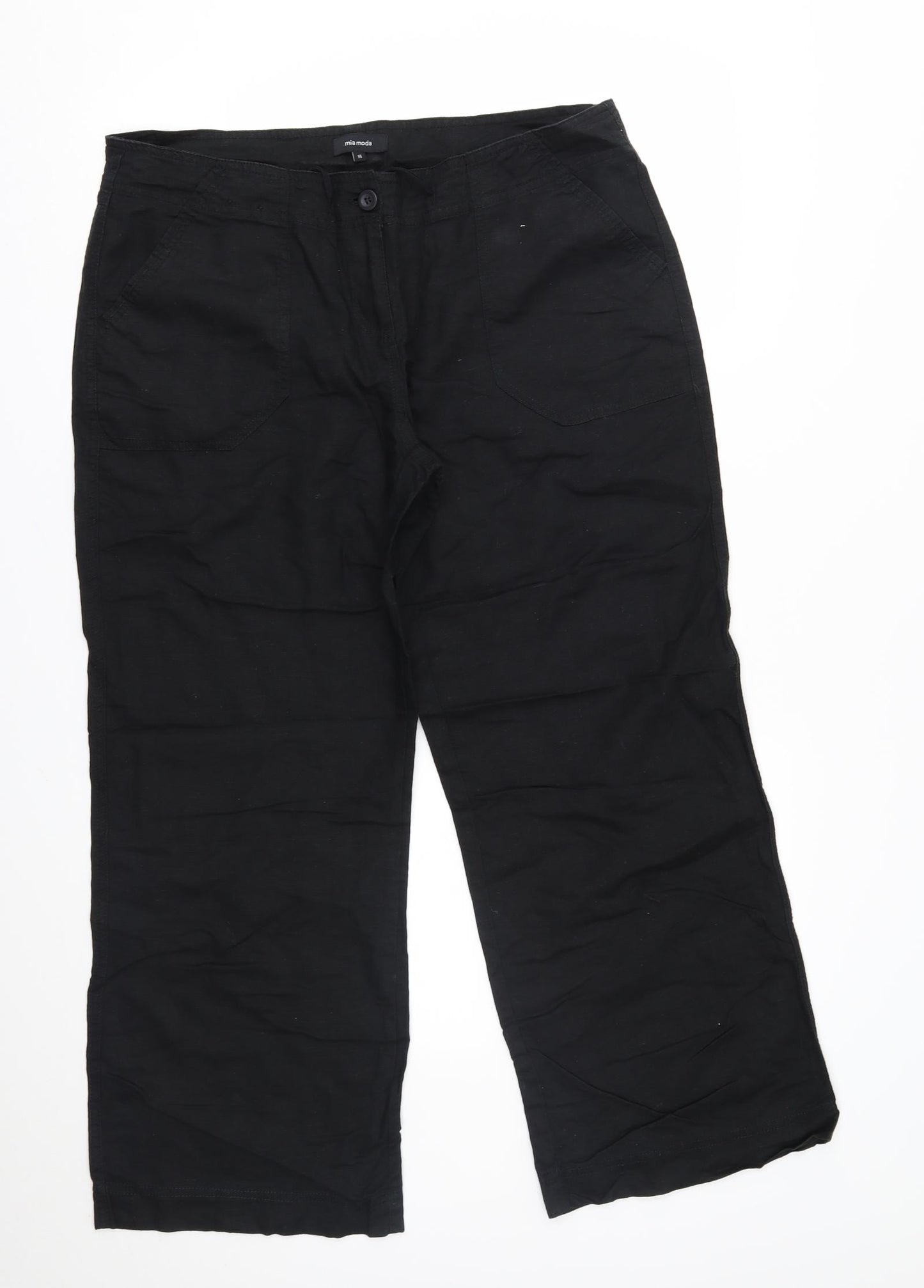 Mia Moda Womens Black   Trousers  Size 14 L28 in