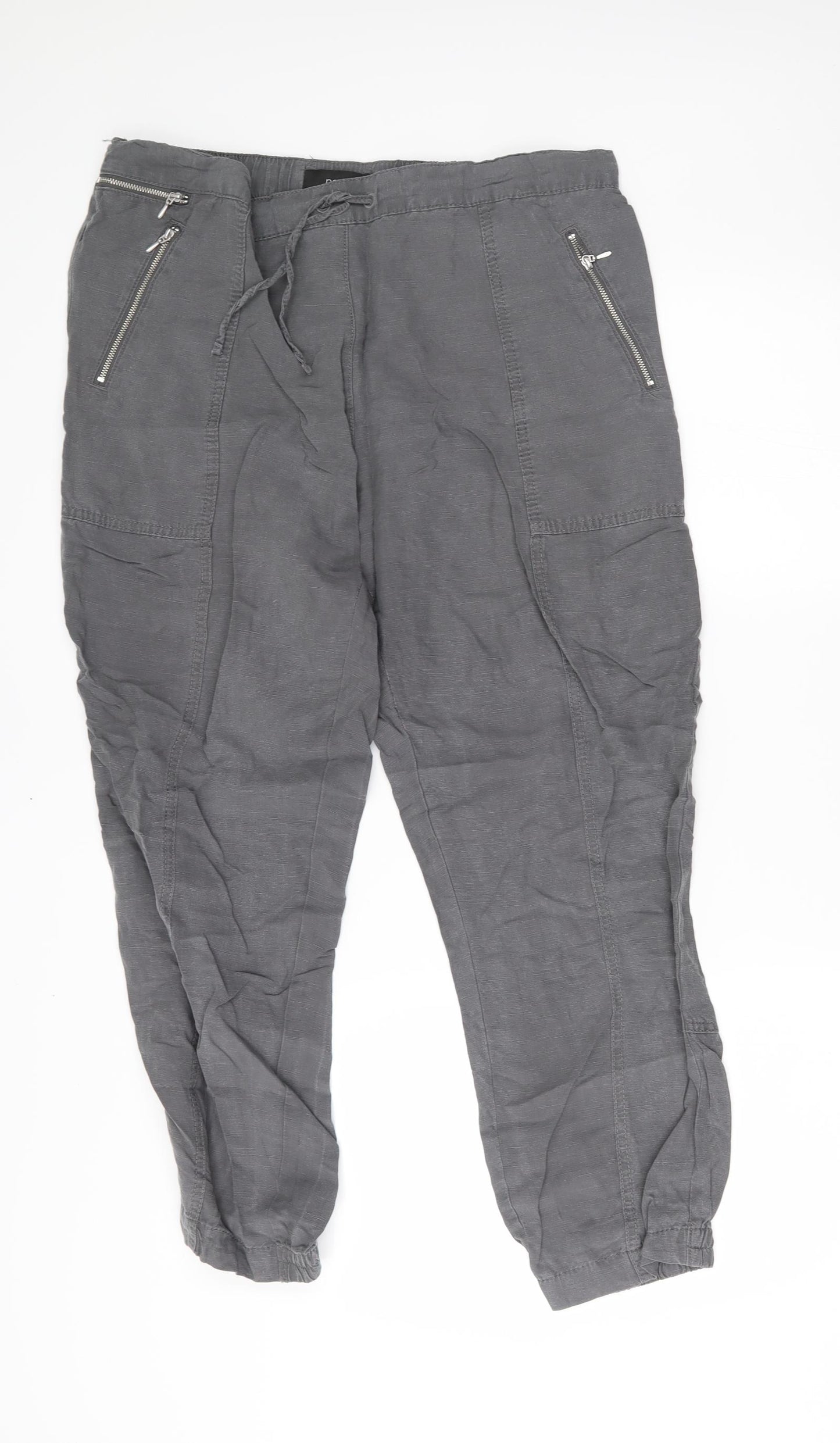 NEXT Womens Grey   Trousers  Size 16 L25 in - elastic ankles