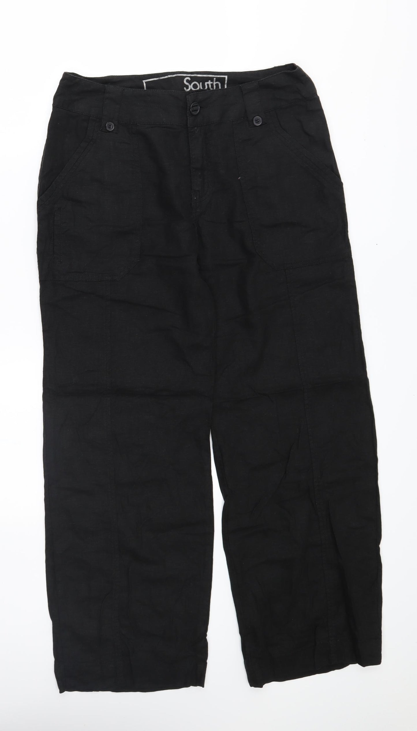 South Womens Black   Trousers  Size 10 L28 in