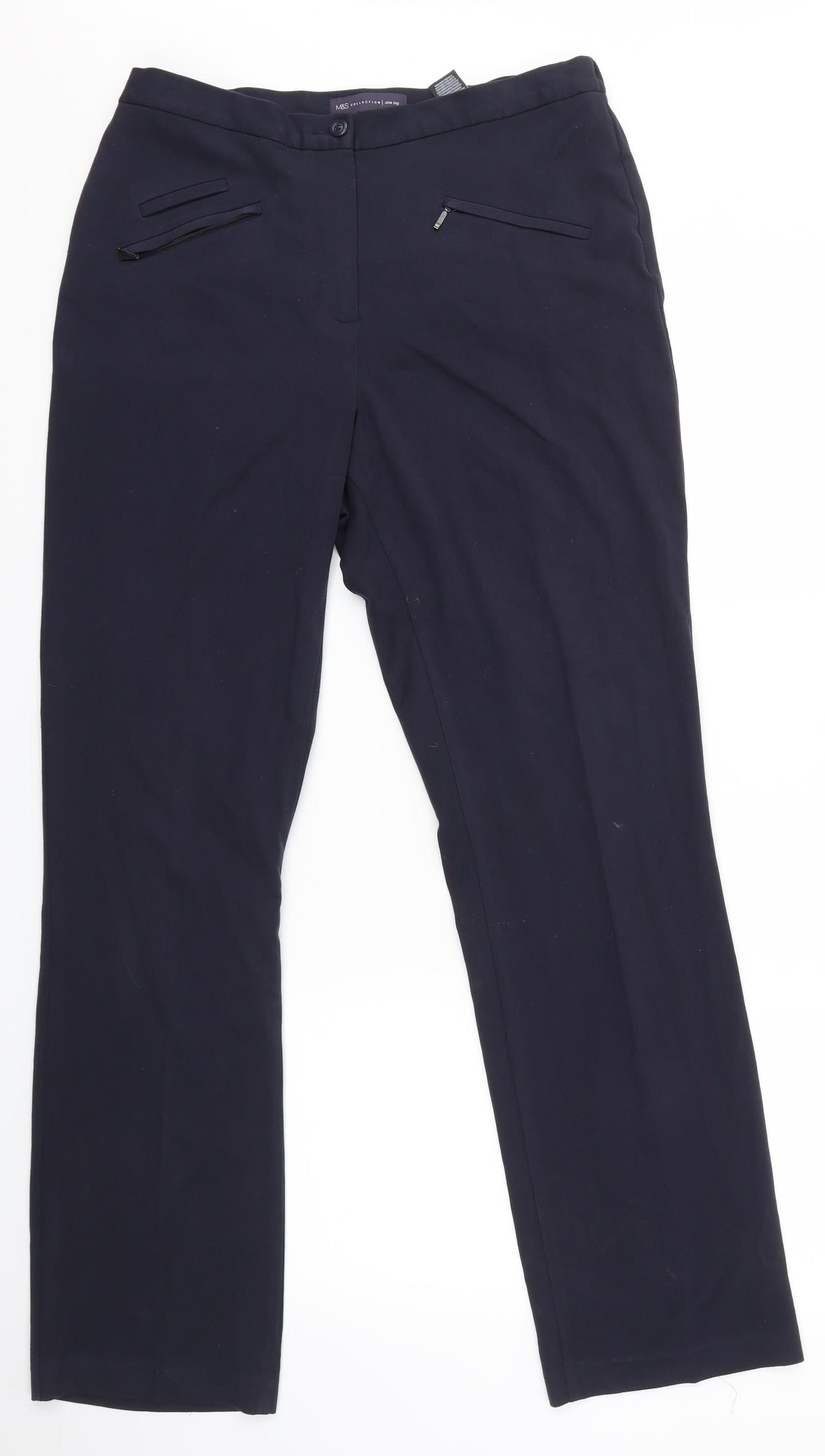 M&S Womens Blue   Dress Pants Trousers Size 12 L31 in