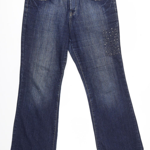 Seyoo Womens Blue   Bootcut Jeans Size 14 L30 in