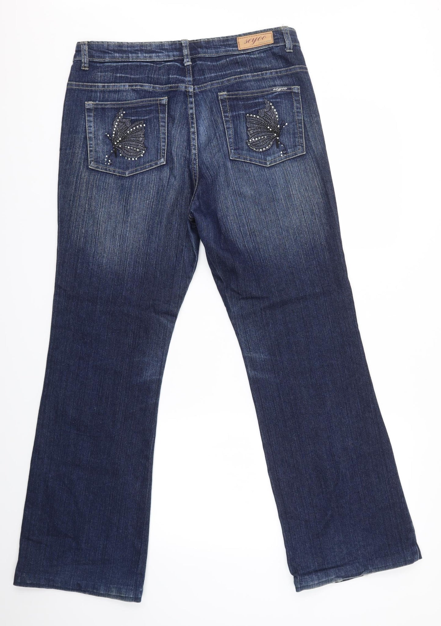 Seyoo Womens Blue   Bootcut Jeans Size 14 L30 in