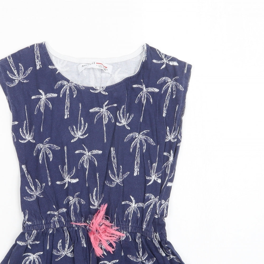 Minoti Girls Blue Floral  A-Line  Size 6-7 Years