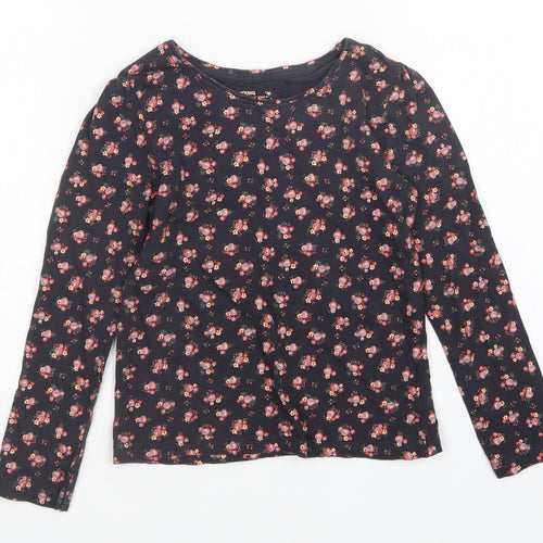 Young Dimension Girls Black Floral  Basic T-Shirt Size 6-7 Years