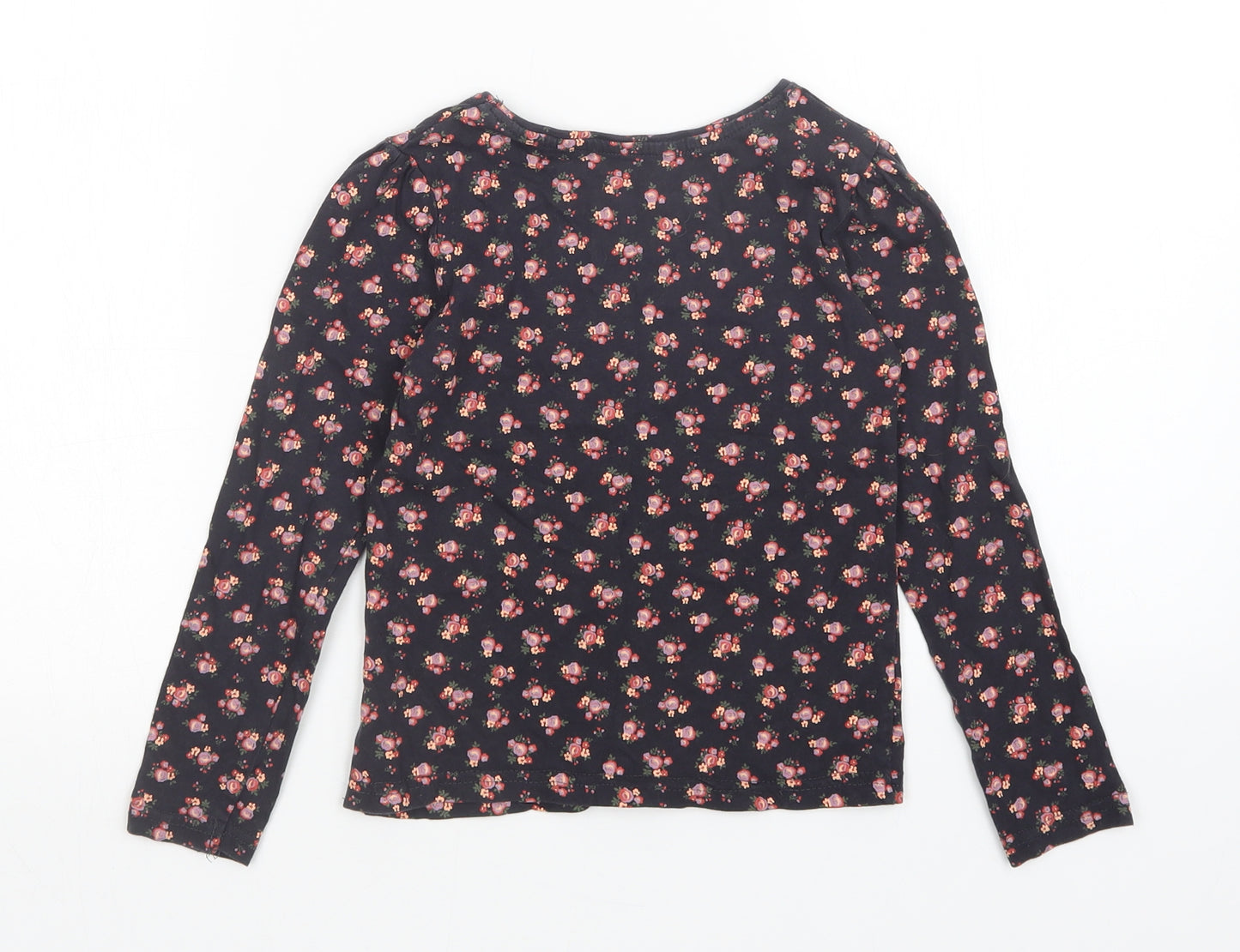Young Dimension Girls Black Floral  Basic T-Shirt Size 6-7 Years