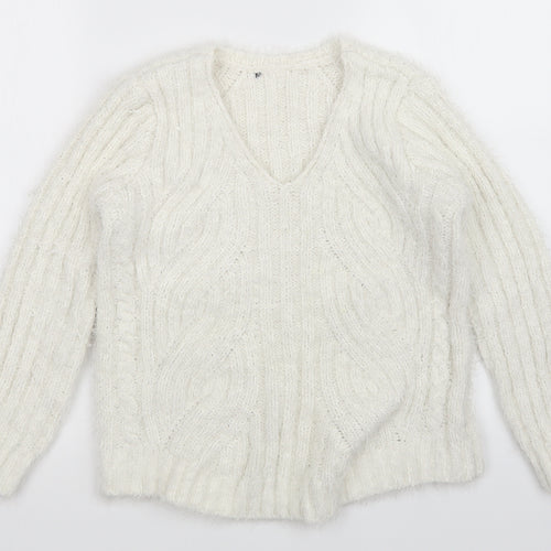 M&S Womens White   Pullover Jumper Size M