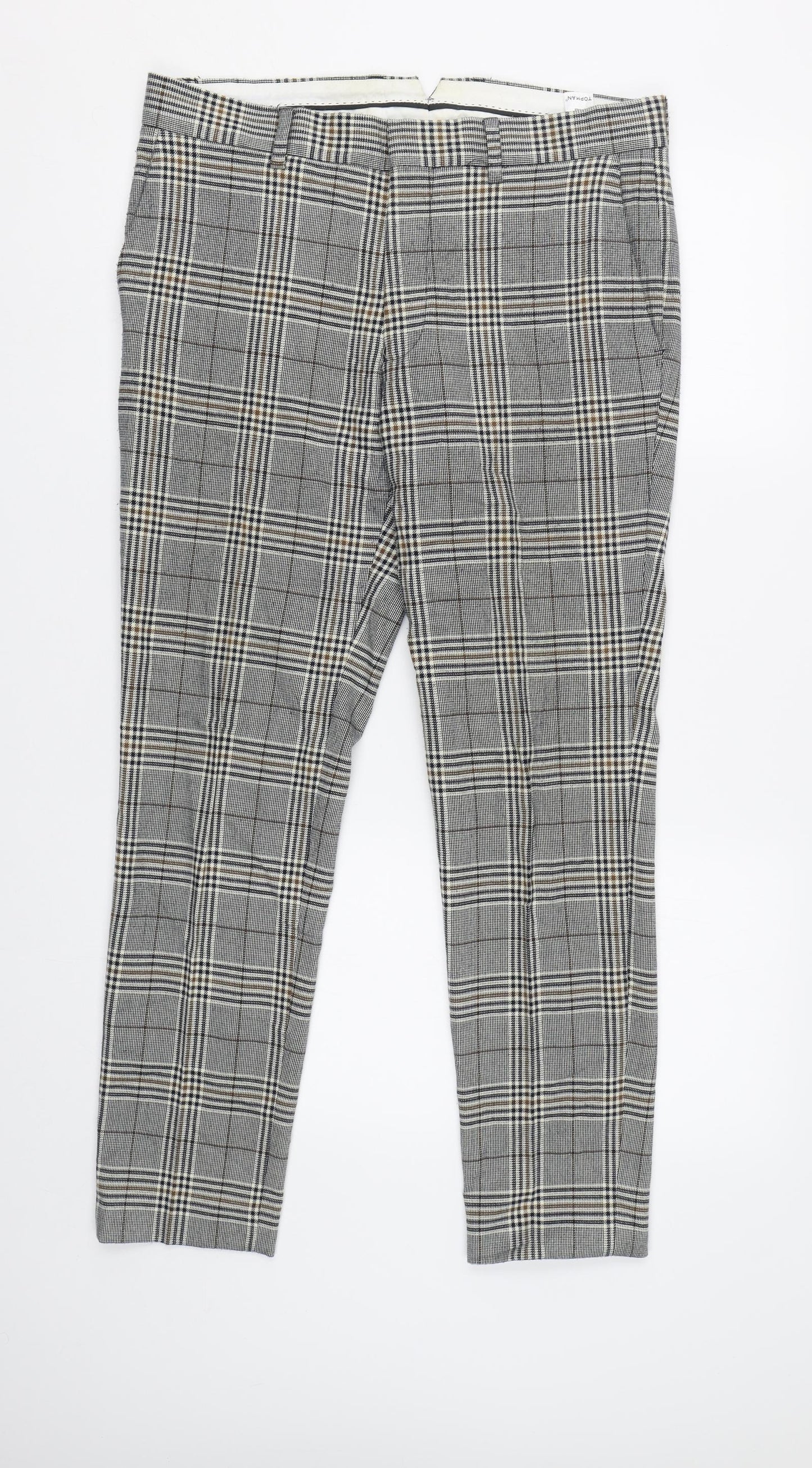 Topman Mens Grey Check  Trousers  Size 32 L28 in
