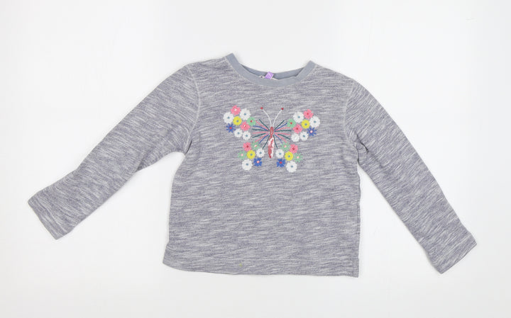 John Lewis Girls Grey Floral Pullover Sweatshirt Size 7 Years - Butterfly