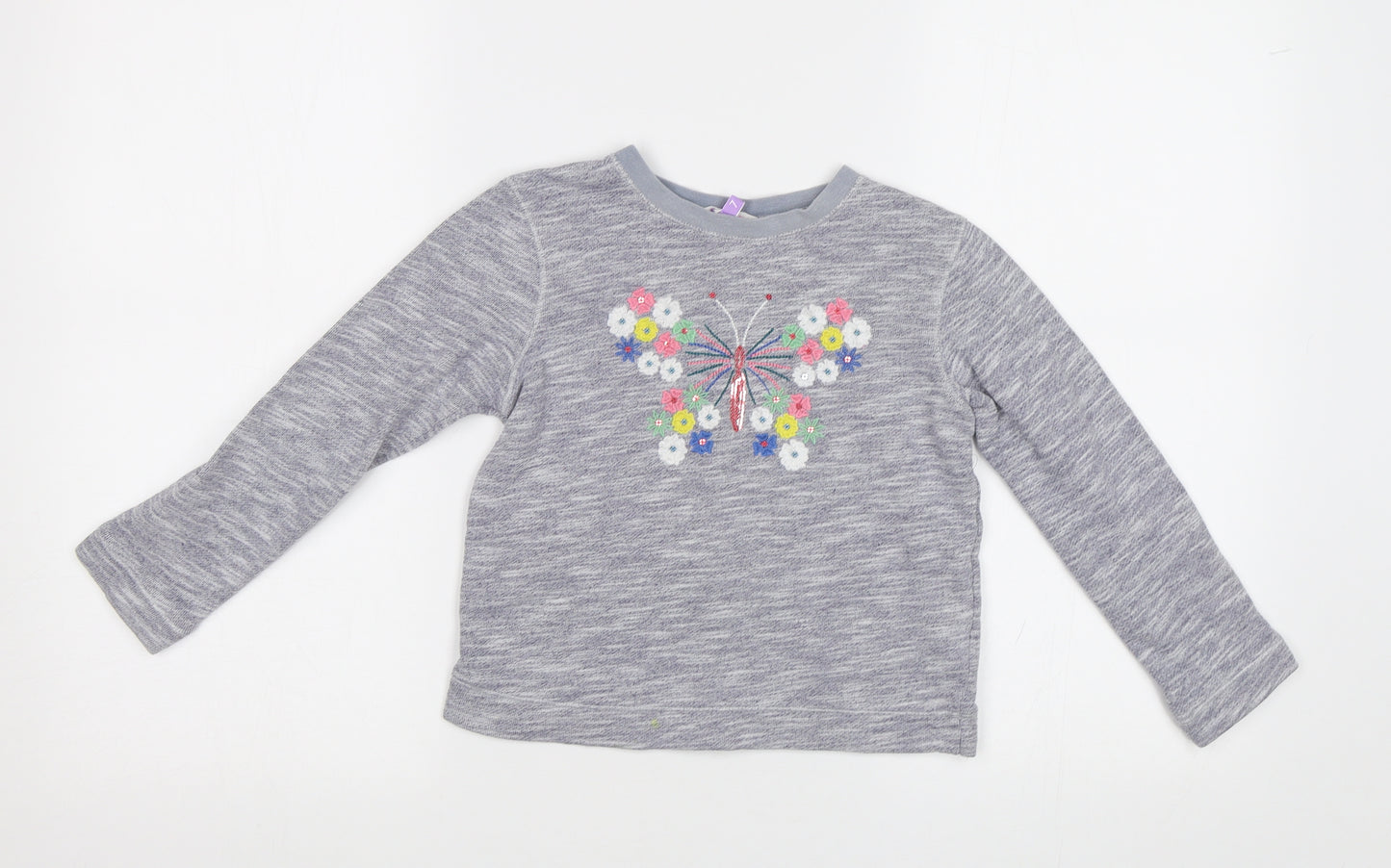 John Lewis Girls Grey Floral  Pullover Sweatshirt Size 7 Years  - Butterfly