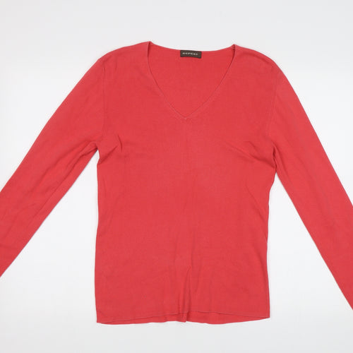 Repeat Womens Red  Knit Henley Jumper Size S
