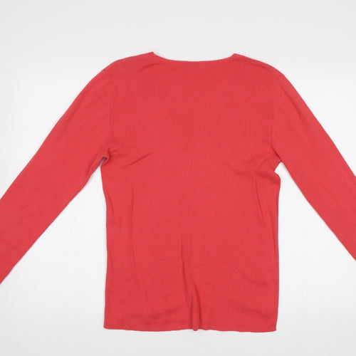 Repeat Womens Red  Knit Henley Jumper Size S