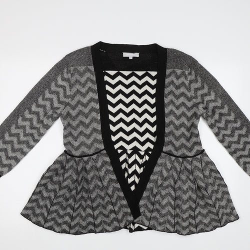 M&S Womens Black Striped  Cardigan Jumper Size 12