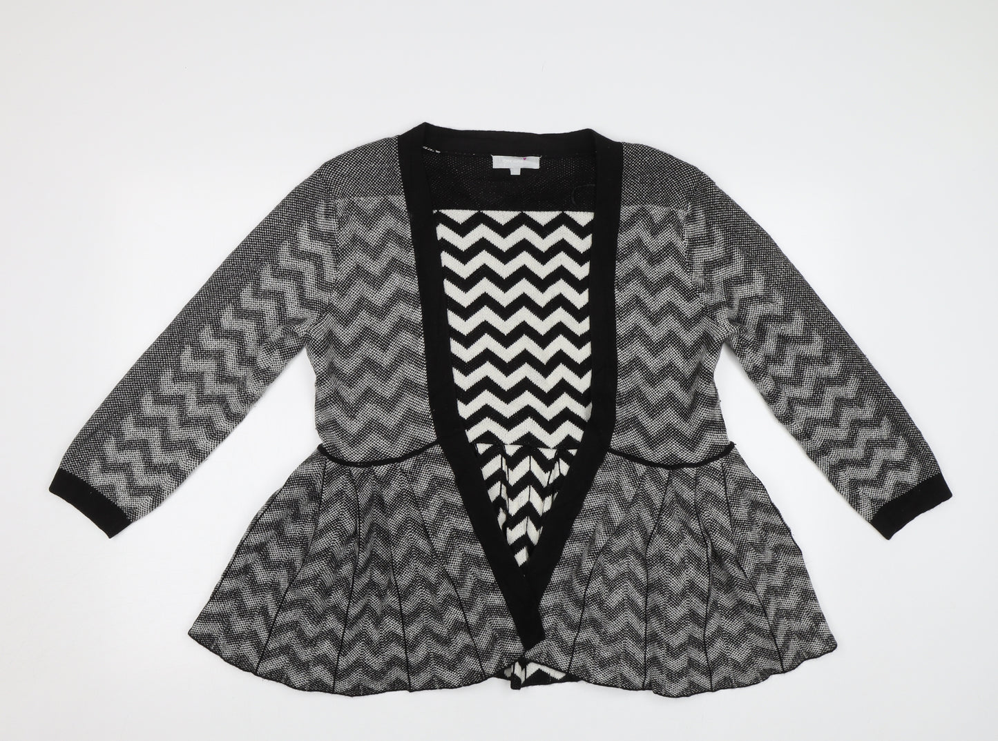 M&S Womens Black Striped  Cardigan Jumper Size 12