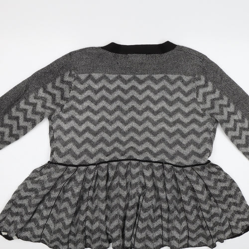 M&S Womens Black Striped  Cardigan Jumper Size 12