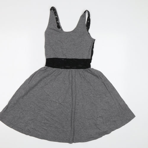H&M Womens Grey   Fit & Flare  Size 6