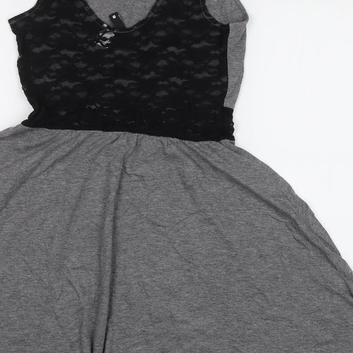 H&M Womens Grey   Fit & Flare  Size 6