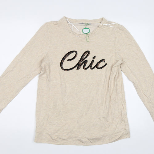 Yns Tekstil Womens Beige   Pullover Sweatshirt Size M  - Chic