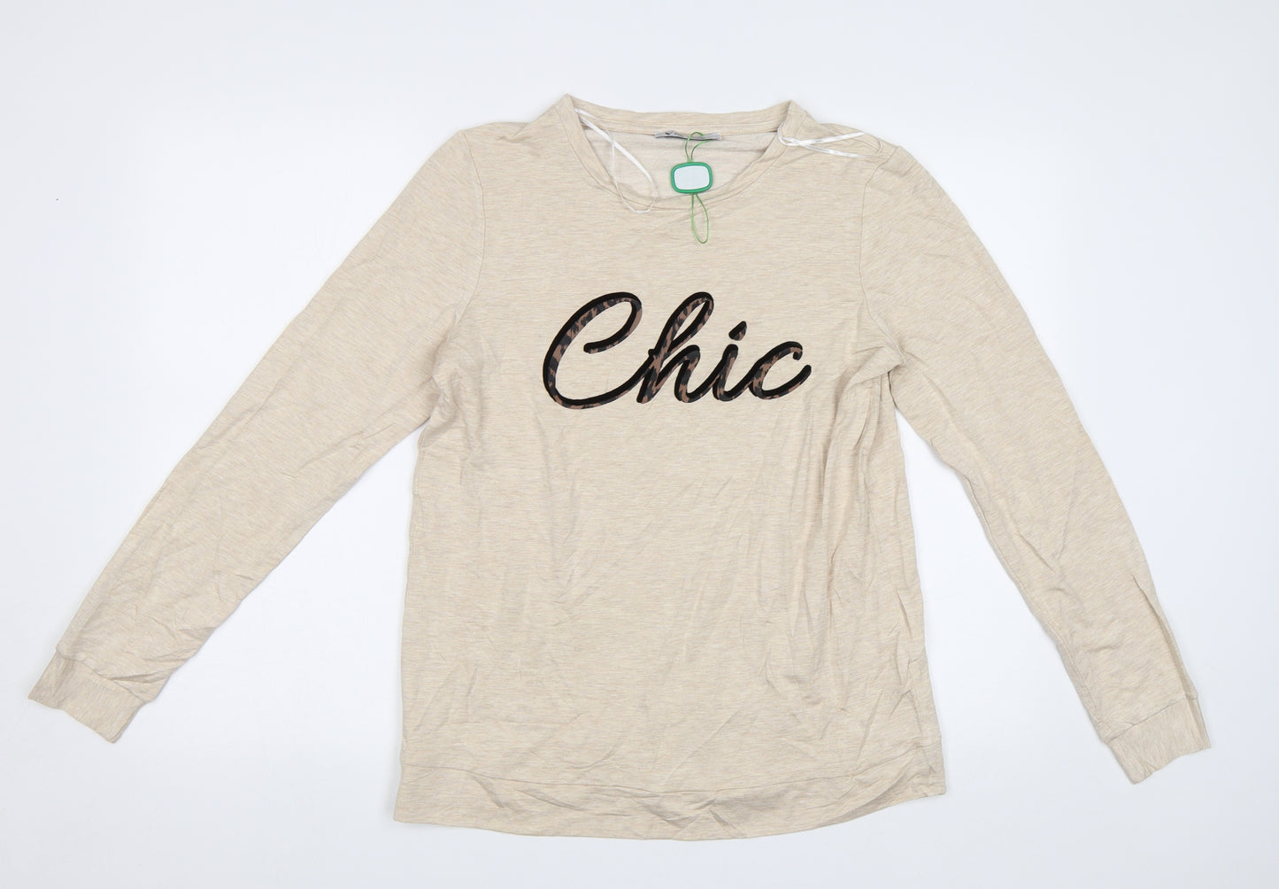 Yns Tekstil Womens Beige   Pullover Sweatshirt Size M  - Chic
