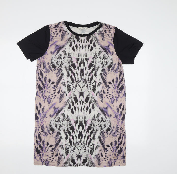 Miss Selfridge Womens Purple Animal Print Basic Blouse Size 8