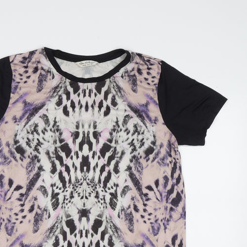 Miss Selfridge Womens Purple Animal Print  Basic Blouse Size 8