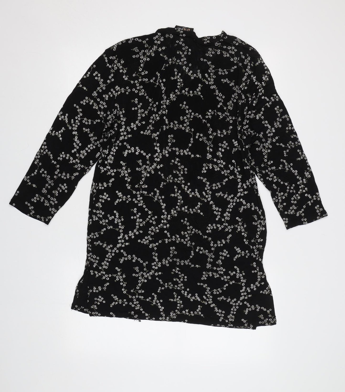 Es Se Plus Womens Black Floral  Basic Blouse Size L