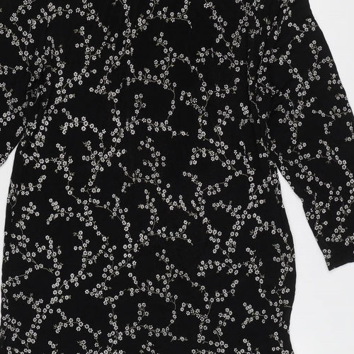 Es Se Plus Womens Black Floral  Basic Blouse Size L