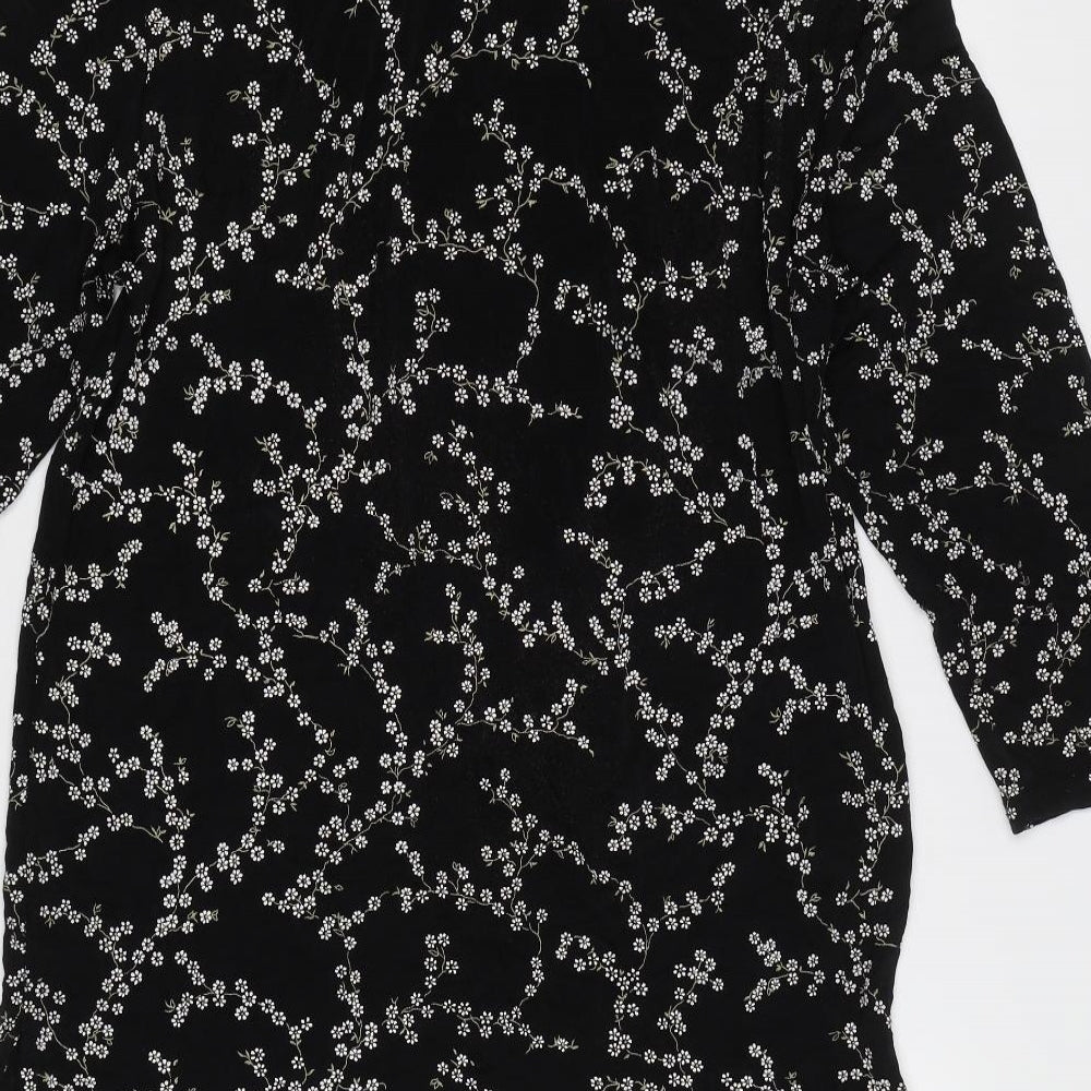 Es Se Plus Womens Black Floral  Basic Blouse Size L