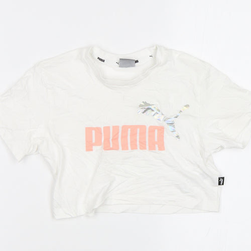 PUMA Girls White   Cropped T-Shirt Size 4-5 Years