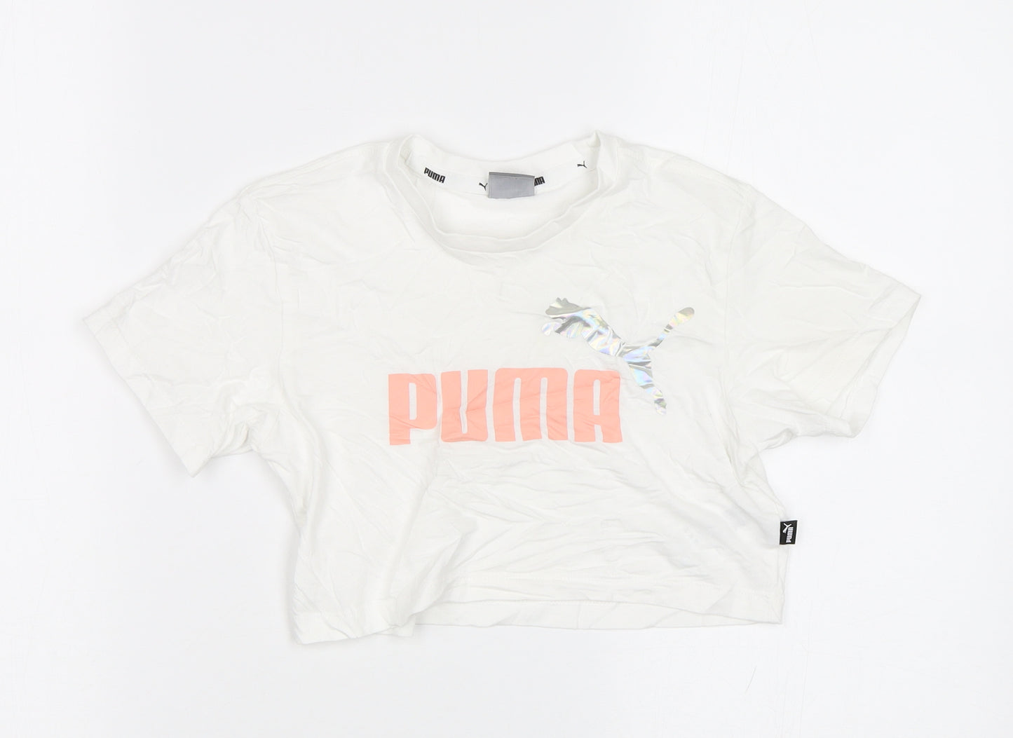 PUMA Girls White   Cropped T-Shirt Size 4-5 Years