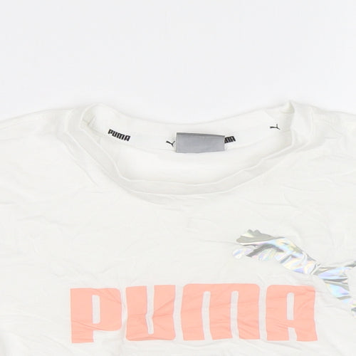 PUMA Girls White   Cropped T-Shirt Size 4-5 Years