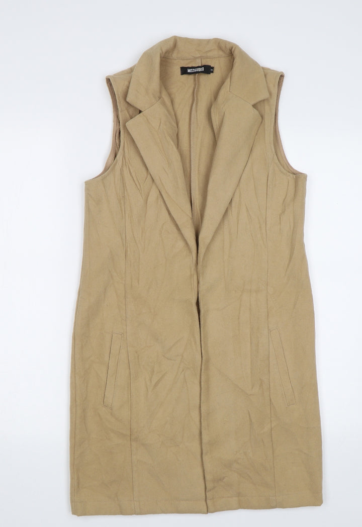 Missguided Womens Beige Overcoat Waistcoat Size 8