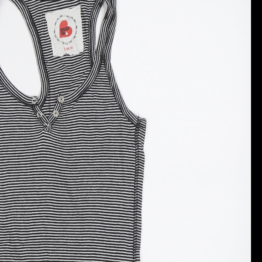 Chelsea Girl Womens Blue Striped  Basic Tank Size S