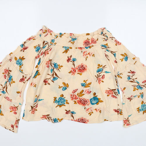 Primark Womens Beige Floral  Basic Blouse Size 10