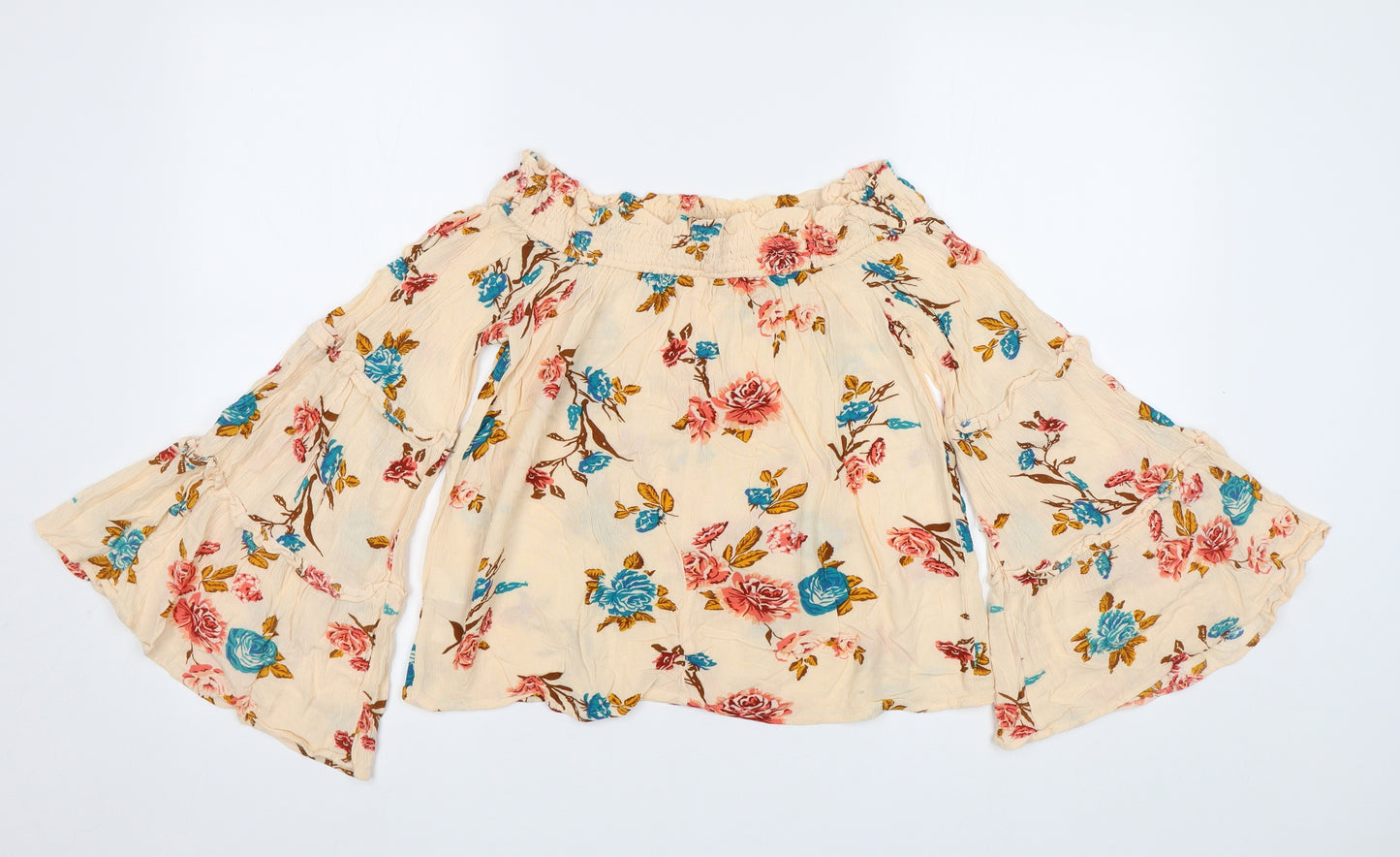 Primark Womens Beige Floral  Basic Blouse Size 10