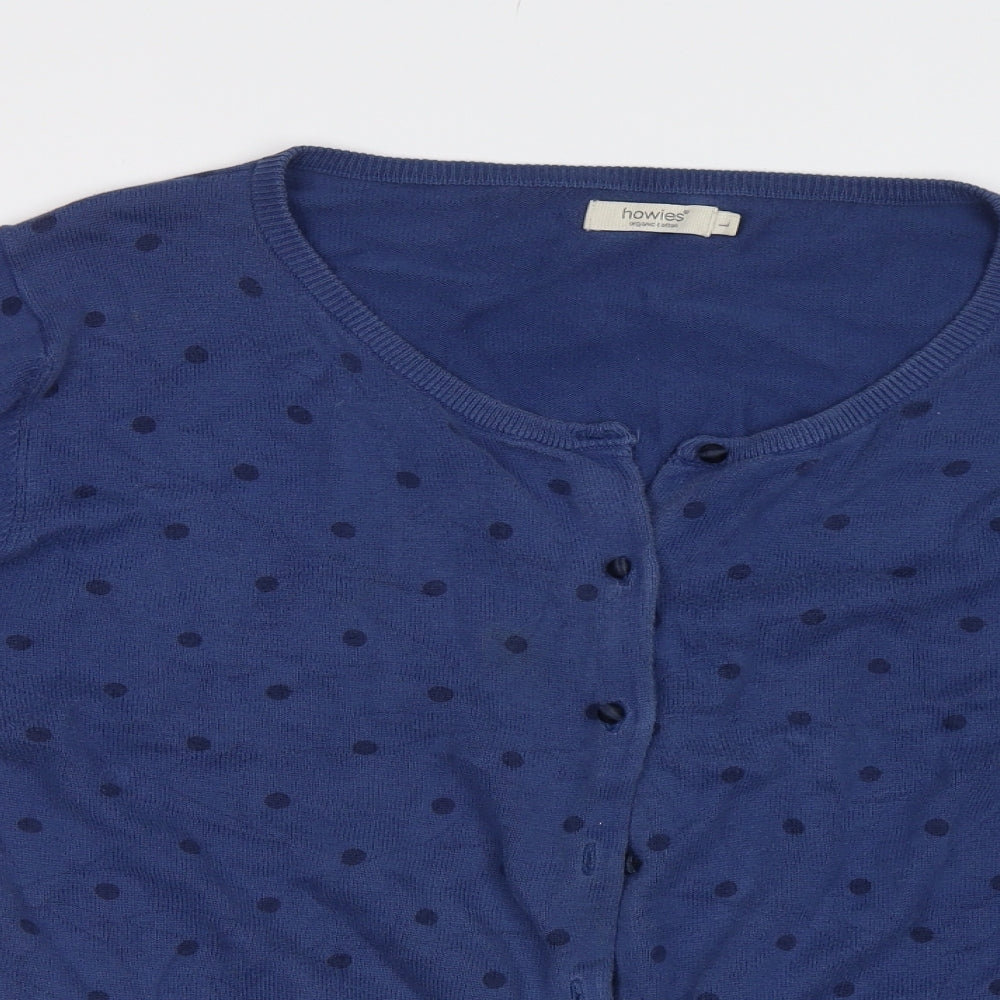 Howies Womens Blue Polka Dot  Cardigan Jumper Size L