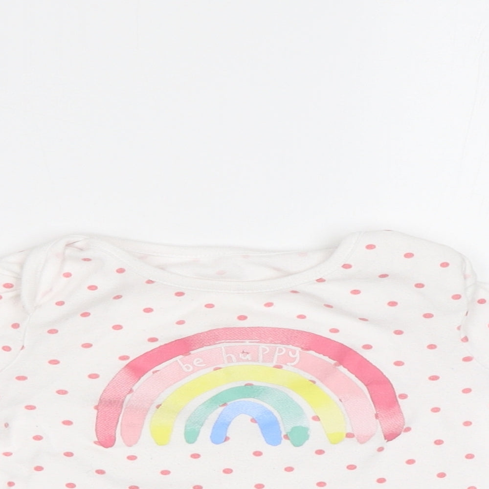 F&F Baby White Polka Dot  Basic T-Shirt Size 12-18 Months  - Rainbow