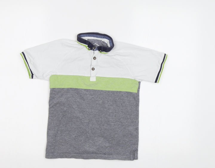 Matalan Boys Grey Striped  Basic Polo Size 8 Years