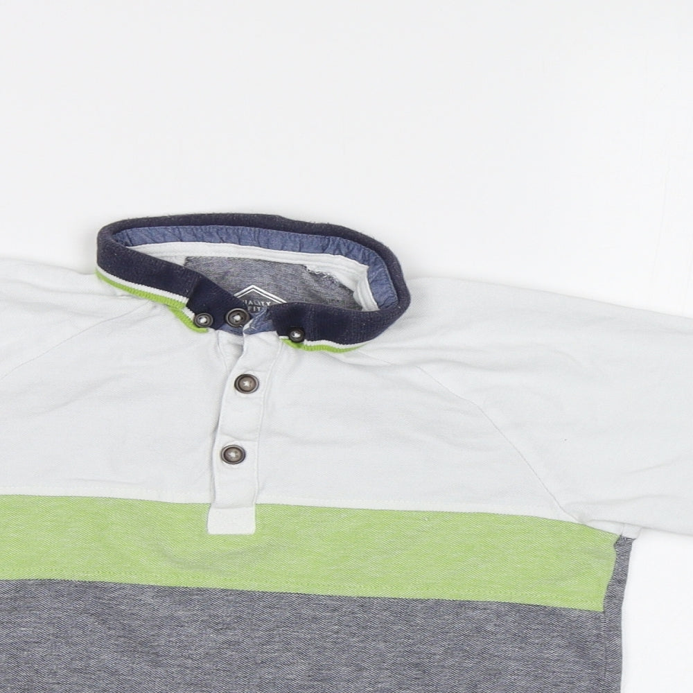 Matalan Boys Grey Striped  Basic Polo Size 8 Years