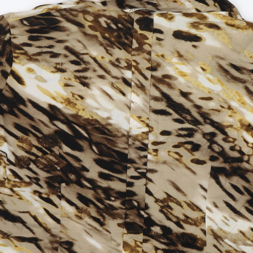 Air Field Womens Brown Animal Print  Basic Button-Up Size L