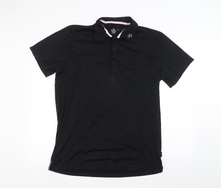 design Womens Black Basic Polo Size XL