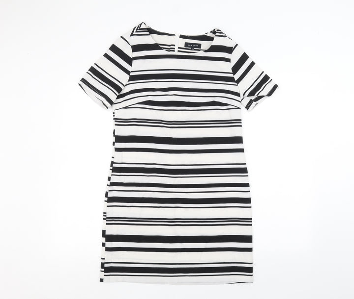 New Look Womens White Striped  A-Line  Size 8