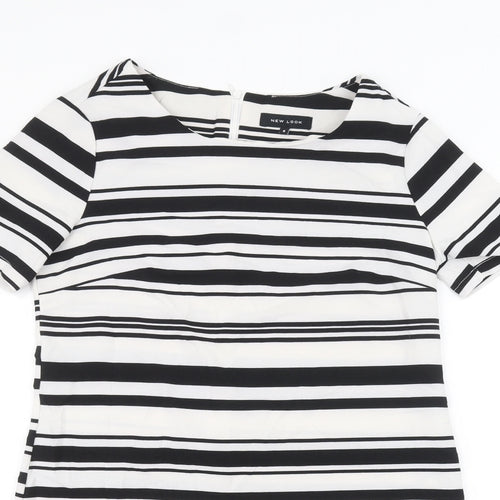 New Look Womens White Striped  A-Line  Size 8
