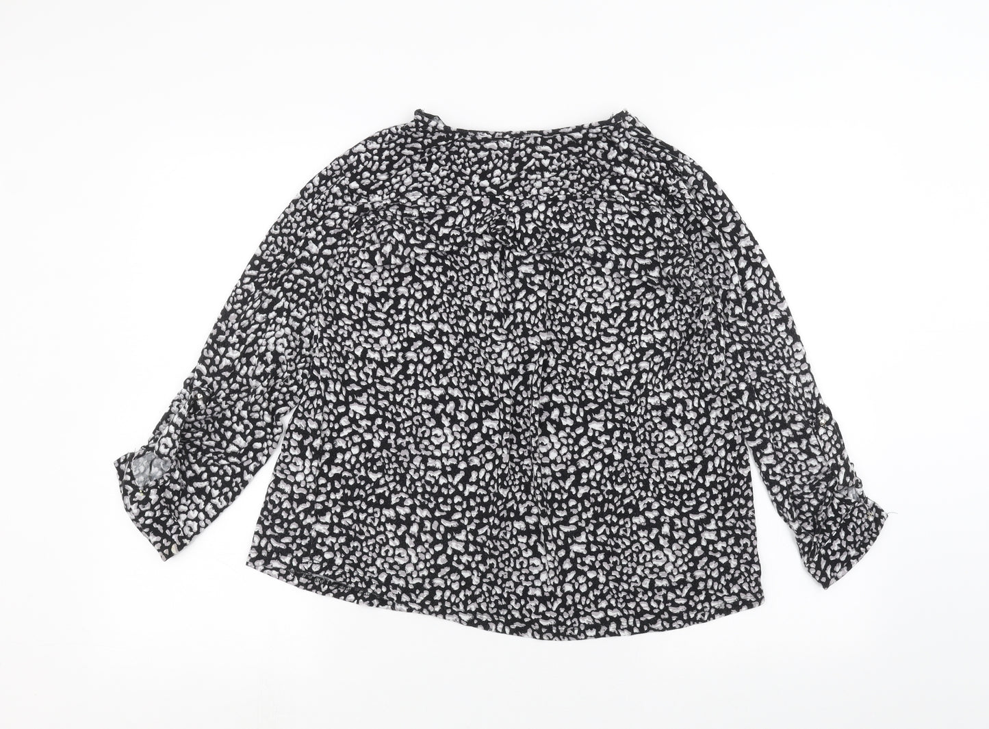 intuition Womens Black Animal Print  Basic T-Shirt Size 12