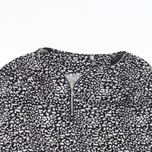 intuition Womens Black Animal Print  Basic T-Shirt Size 12