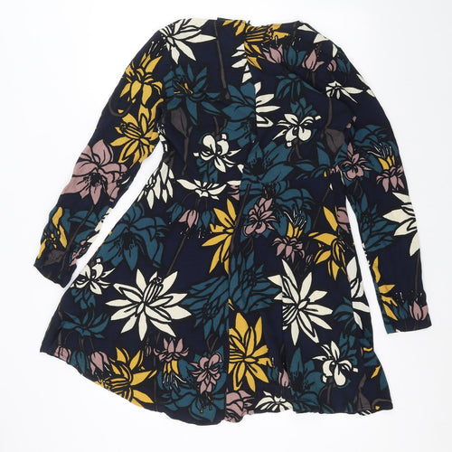 villa Womens Blue Floral  A-Line  Size L