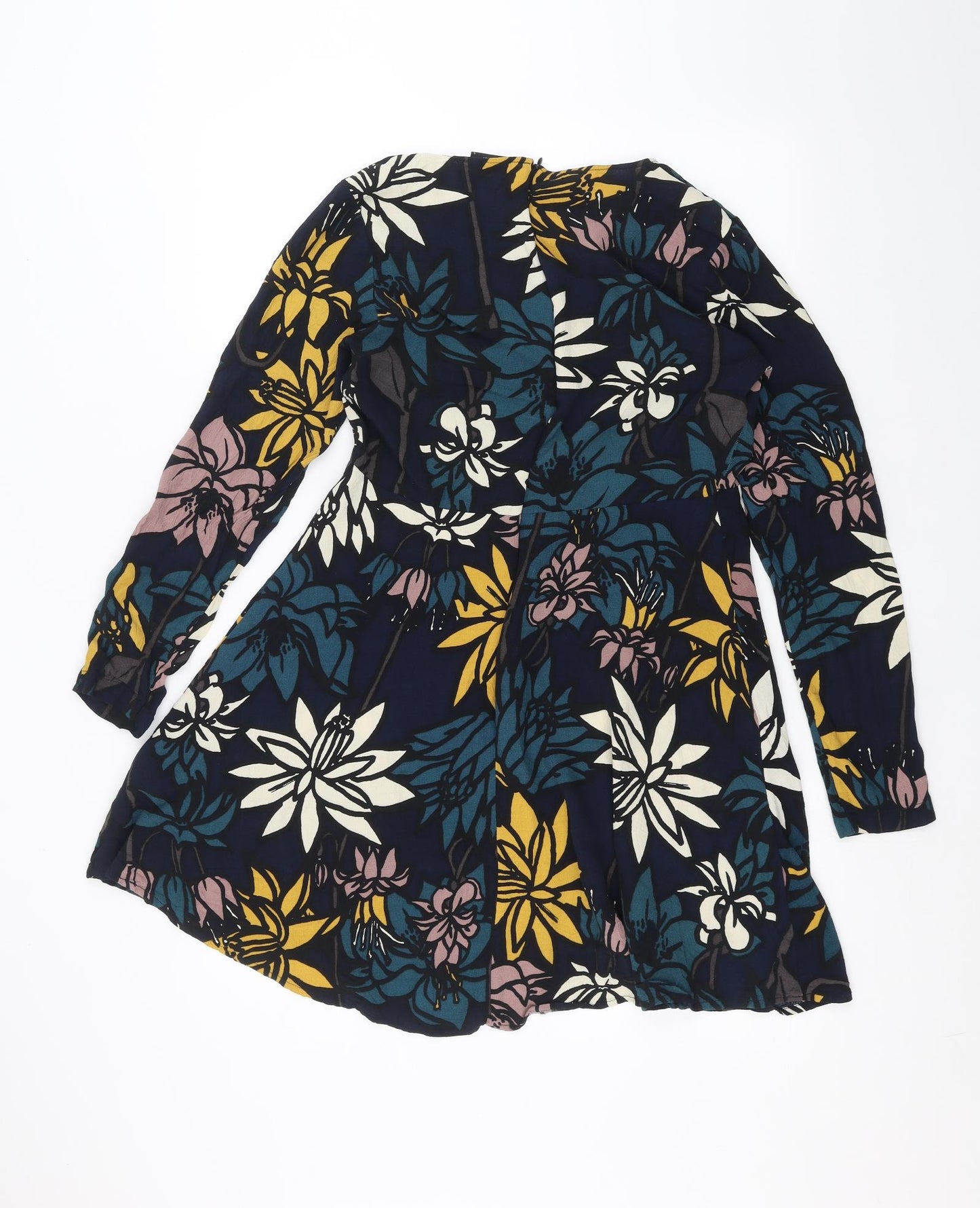villa Womens Blue Floral  A-Line  Size L