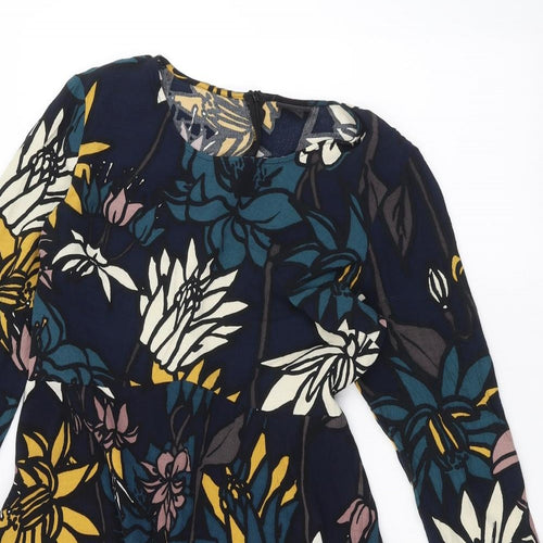 villa Womens Blue Floral  A-Line  Size L