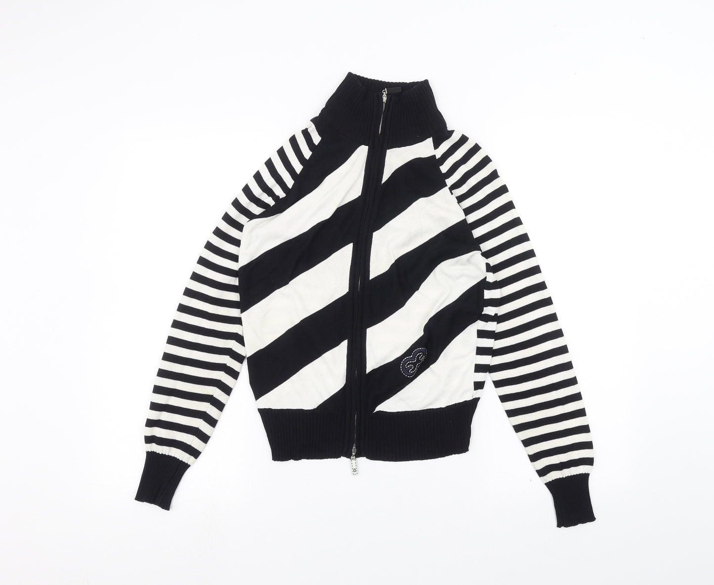 ESCADA Womens White Striped  Full Zip Jumper Size 12